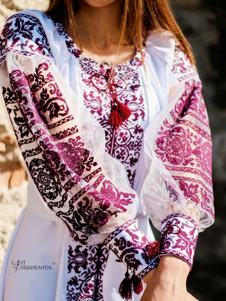 Жіноча вишита сукня міді на тканині барбі ЖПк10054бф фото