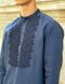 Традиційна чоловіча вишита сорочка на темно-синьому льоні 2176324201 фото 4