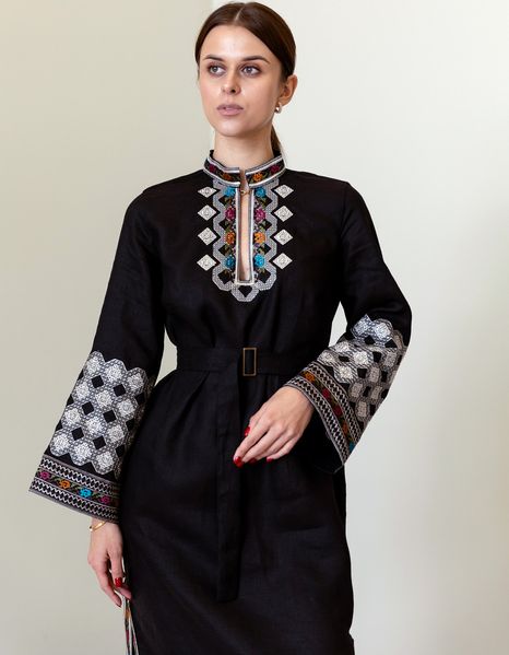 Чорна вишита сукня з етнічним візерунком 2062450020 фото