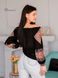 Жіноча вишита блуза на чорному льоні ЖБл чорна кольорві ромби фото 2