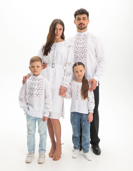 Парний комплект вишиванок Поділь білий PCP001 фото