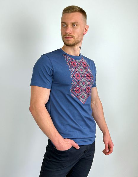 Чоловіча футболка з вишивкою “Поліська зірка”, денім 1880851822 фото