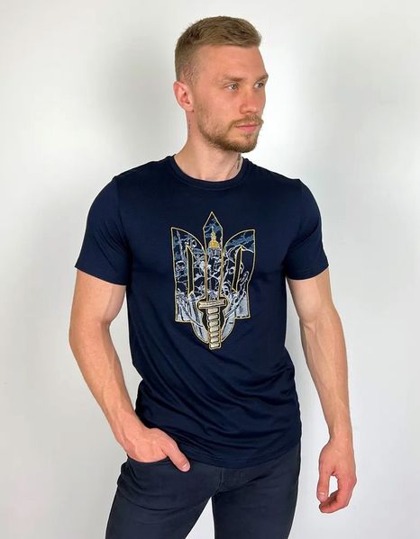 Чоловіча футболка з вишивкою “Поліська зірка”, темно-синя 1880857492 фото