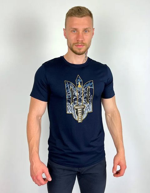 Чоловіча футболка з вишивкою “Поліська зірка”, темно-синя 1880857492 фото