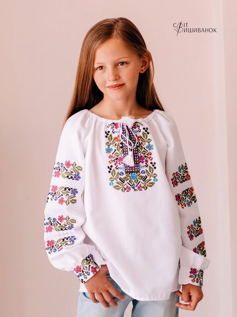 Дитяча вишита блуза "Весняні квіти" Д512 фото