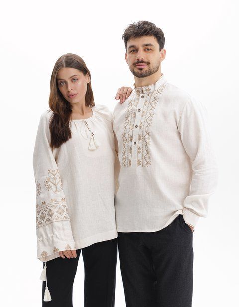 Парний комплект вишиванок Сенси золоті PCP007 фото