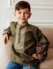 Дитяча вишита сорочка на льоні кольору хакі Д615 фото 1