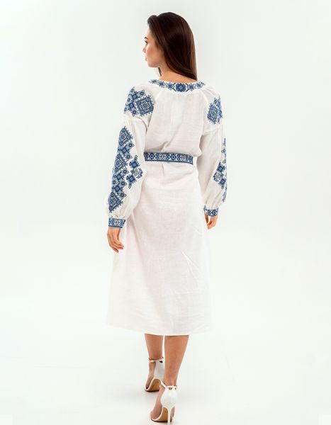 Жіноча вишита сукня Тадея з блакитною вишивкою 2199898876 фото