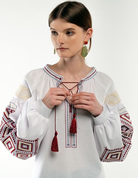 Вишиванка жіноча з ромбовидним орнаментом на рукавах 2121532928 фото