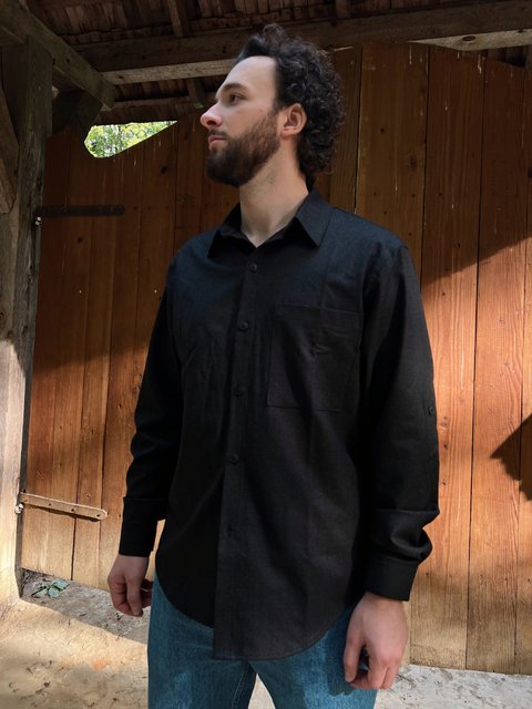 Сорочка чоловіча темно-сіра з традиційною гуцульською вишивкою унісек 2090263486 фото