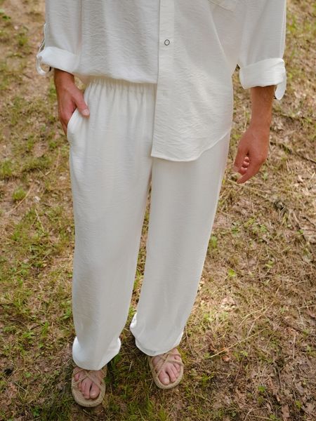 Штани чоловічі білі,тонкий полірований льон 2090270423 фото