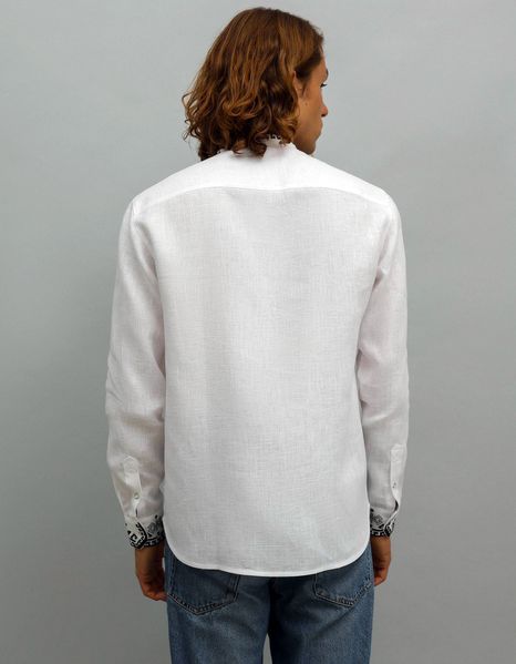 Чоловіча вишита сорочка на білому льоні,машинна вишивка 2164246622 фото