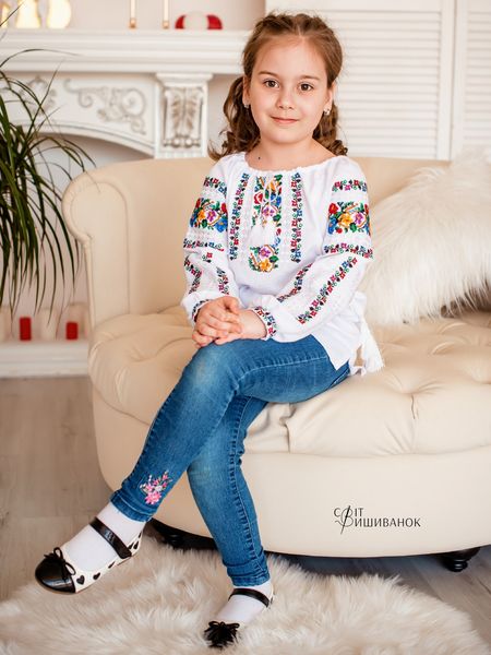 Дитяча вишита блуза "Веселка" Д501 фото