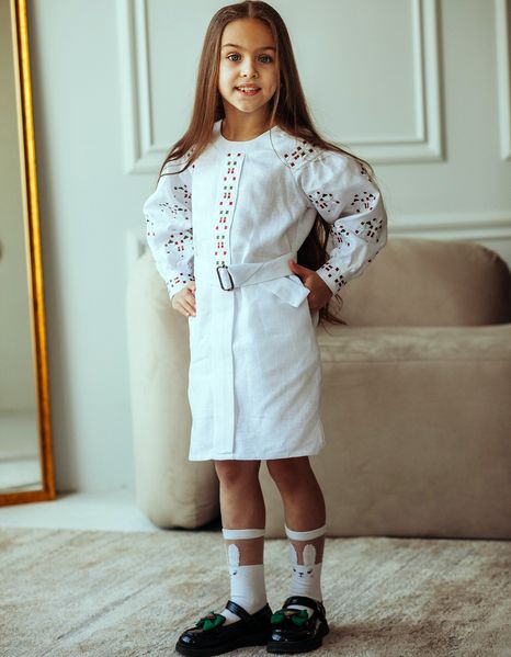 Ніжна та елегантна вишита сукня для дівчинки на білому льоні 2148081027 фото