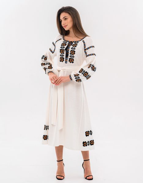Жіноча вишита сукня на льоні "Чорнобривці" ЖБл11233брк фото